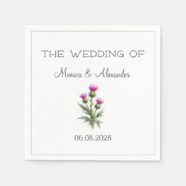 Guardanapo De Papel Thistle Floral Scottish Watercolor Wedding Party