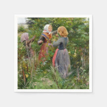 Three Girls Picking Blackberry (por Brendekilde)