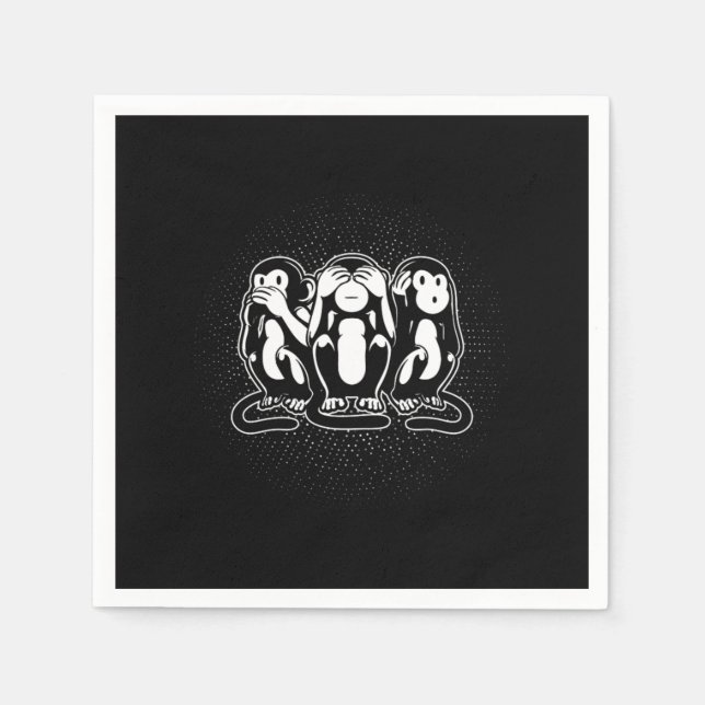 Guardanapo De Papel Three Wise Monkey Speak See Hear No Evil (Frente)