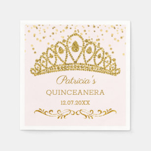 Guardanapo De Papel Tiara Dourado do efeito do brilho, confete