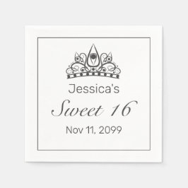 Guardanapo De Papel Tiara Moderno Mínimo Negro Negro Branco 16