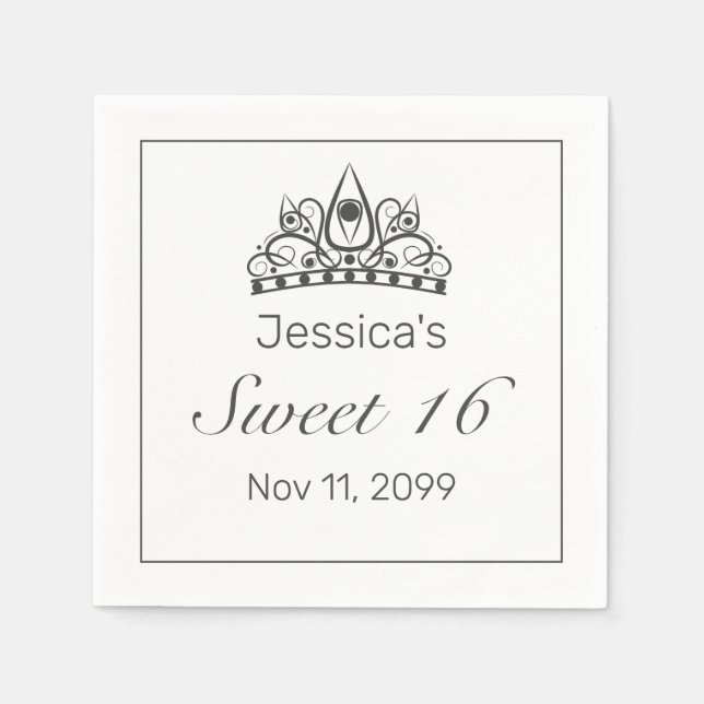 Guardanapo De Papel Tiara Moderno Mínimo Negro Negro Branco 16 (Frente)