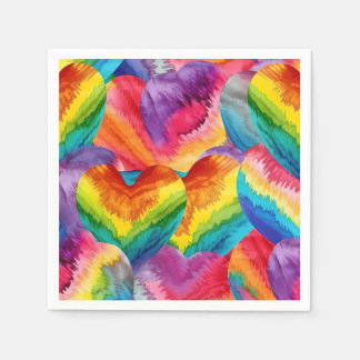 Guardanapo De Papel Tie Dye Groovy Hearts Colorful Orange, Red, Green