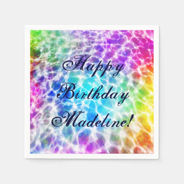 Guardanapo De Papel Tiedye Hippie Wavy Efeito Arco-Íris (Frente)