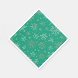 Guardanapo De Papel Tiel e Flocos de Neve Dourados