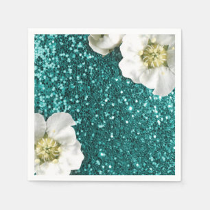 Guardanapo De Papel Tiffany Aquatic Beach Jasmine Glitter Sequin
