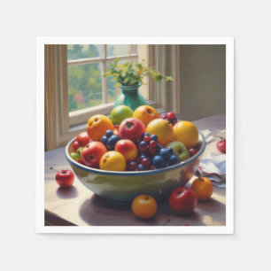 Guardanapo De Papel Tigela de fruta na pintura de óleo clássico da mes