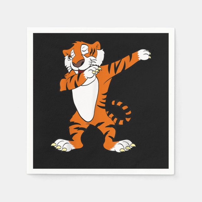 Guardanapo De Papel Tiger Gift | Dabbing Cute Tiger Animal Party (Frente)
