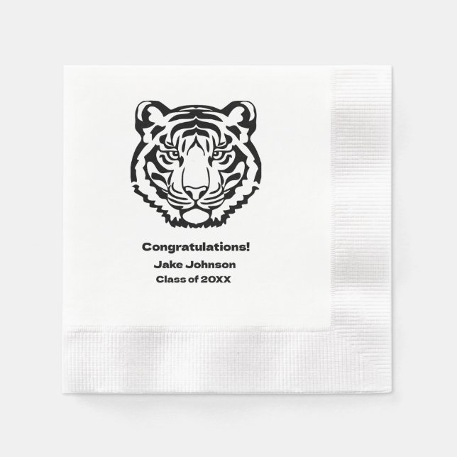 Guardanapo De Papel Tiger Mascot Themed Graduação Napkins Reunião (Frente)