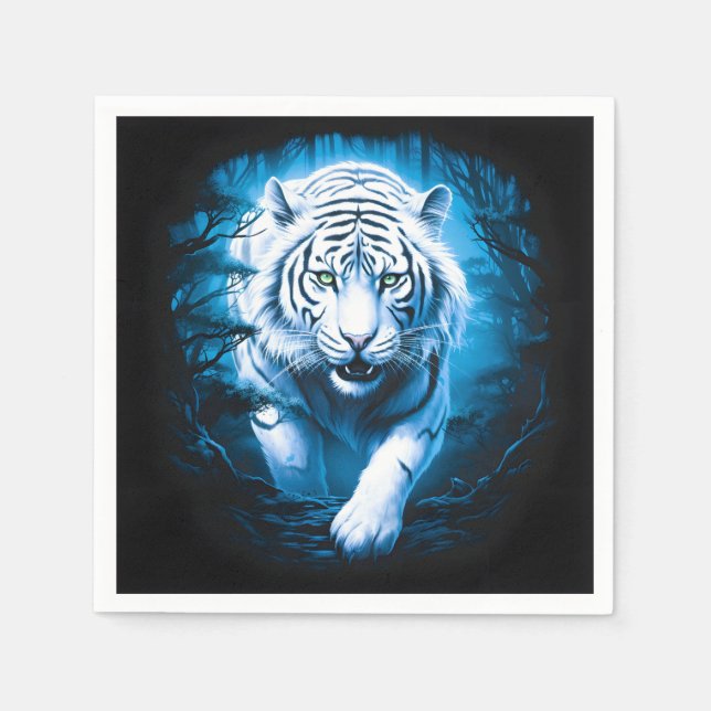 Guardanapo De Papel Tigre Branco Selvagem Florestal (Frente)