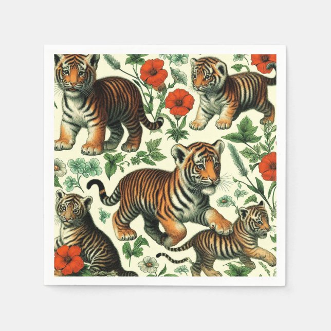 Guardanapo De Papel Tigre de Bebê Cinto sem Costura (Frente)