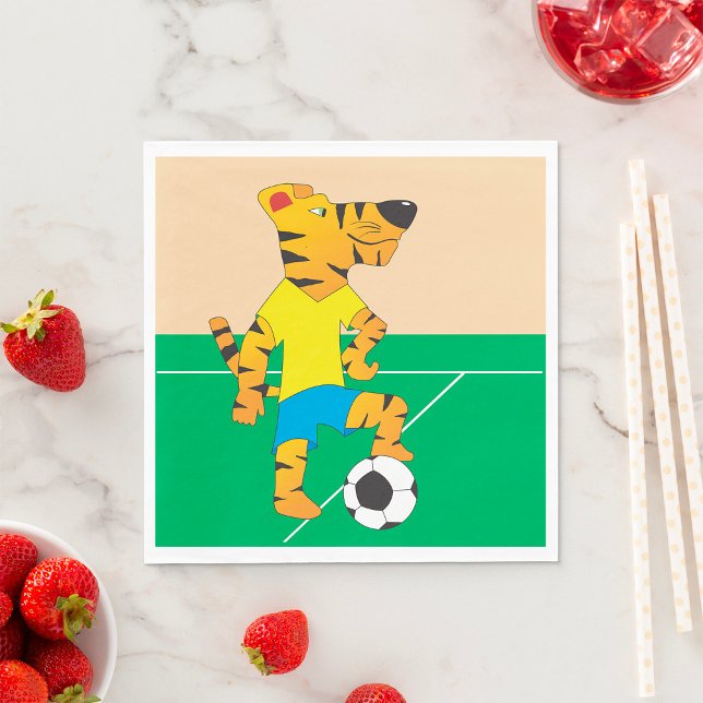 Guardanapo De Papel Tigre Jogando Futebol (Criador carregado)