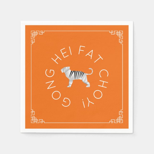 Guardanapo De Papel Tigre Origami de Ano Novo Chinês (Frente)