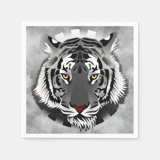 Guardanapo De Papel Tigre Preto E Branco (Frente)