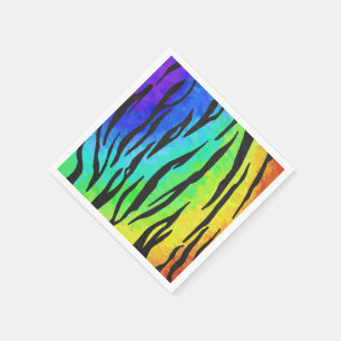 Guardanapo De Papel Tigre Preto e Impressão Arco-íris