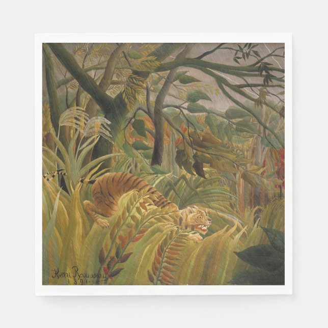 Guardanapo De Papel Tigre surpreendido em uma tempestade tropical (Frente)