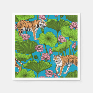 Guardanapo De Papel Tigres no lago de lótus rosa