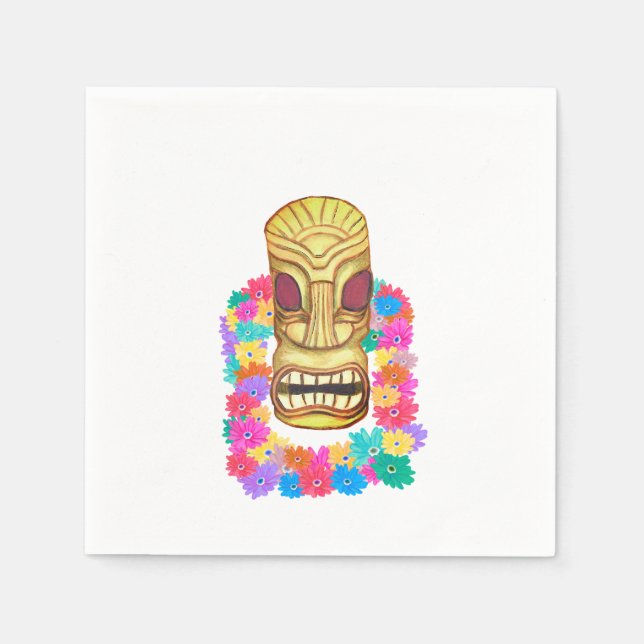 Guardanapo De Papel Tiki Head Havaiian Lei (Frente)