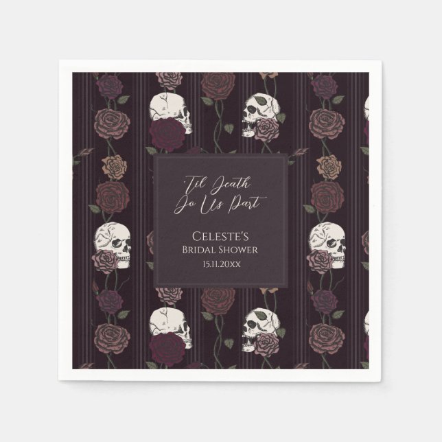 Guardanapo De Papel ’Til Death Do Us Part Gothic Skull & Rose Wedding (Frente)