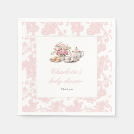 Guardanapo De Papel Time for Tea Pink floral Toile Baby Shower