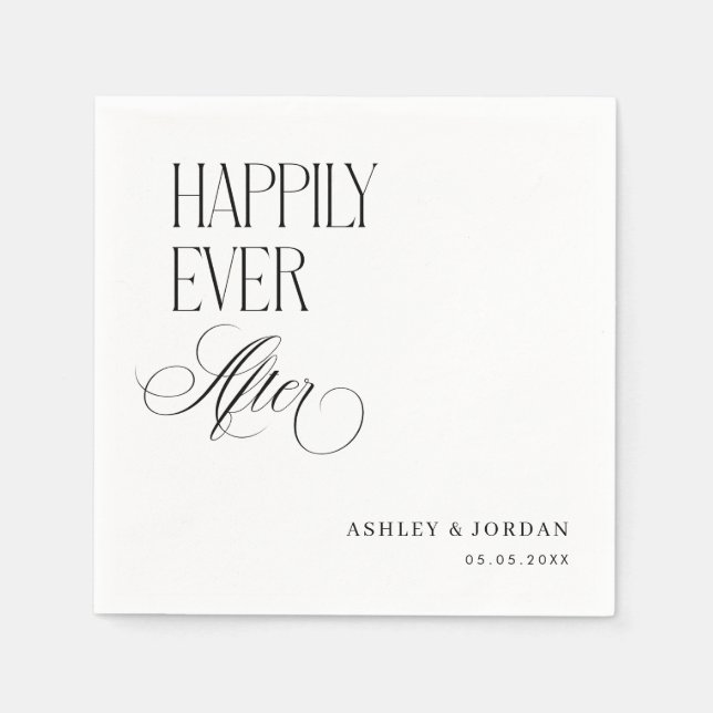 Guardanapo De Papel Timeless Luxe Script Happily Ever After Party (Frente)