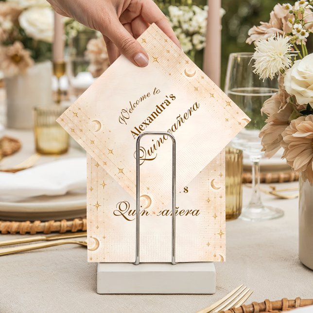 Guardanapo De Papel Timeless Moon And Stars Quinceañera (Criador carregado)