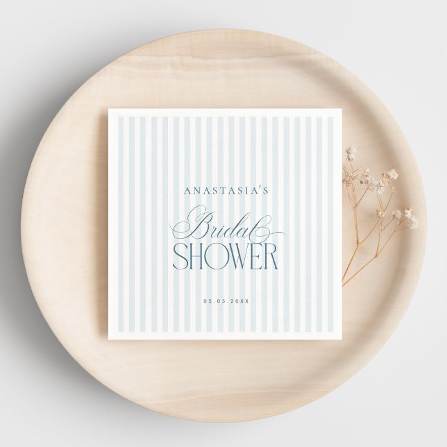 Guardanapo De Papel Timeless Old Money Blue Stripes Bridal Shower (Criador carregado)