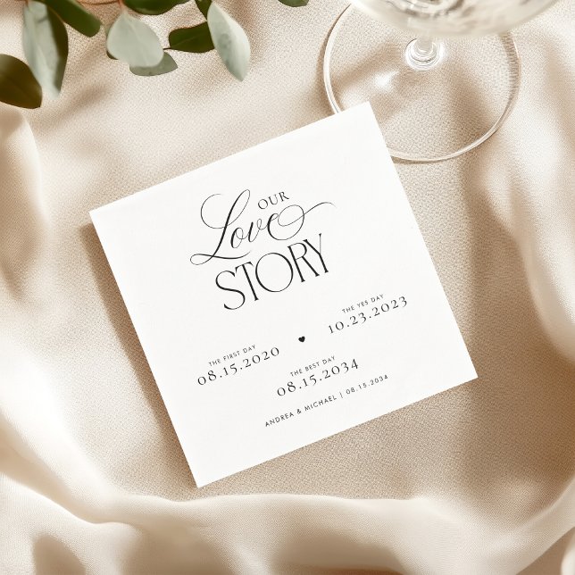Guardanapo De Papel Timeless Script Our Love Story Wedding Engagement (Criador carregado)