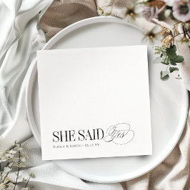 Guardanapo De Papel Timeless Typography She Said Yes Engagement Party