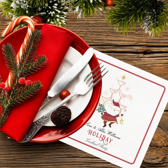 Guardanapo De Papel Tini Bit Merry Martini Office Christmas Santa (Christmas Cocktail Champagne Tower Party  )