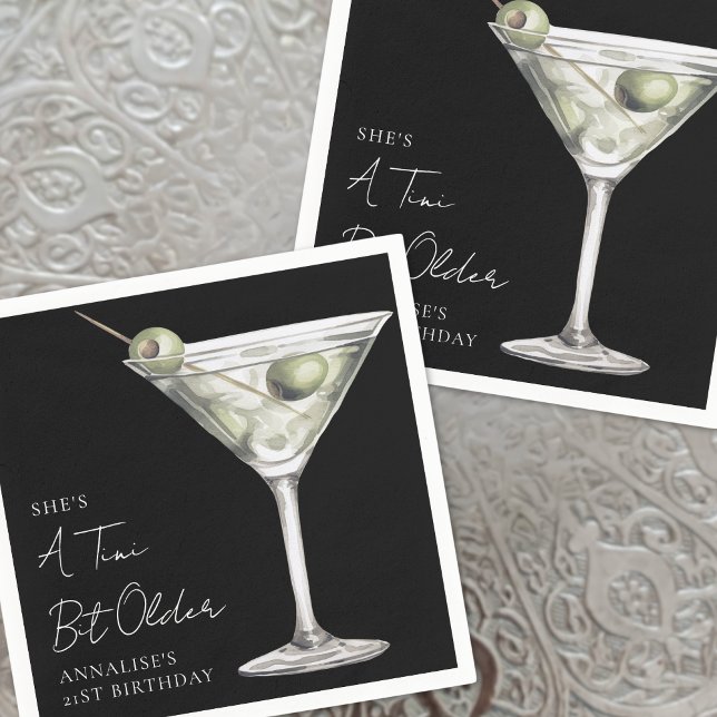 Guardanapo De Papel Tini Bit Older Martini Birthday (Tini Bit Older Martini Birthday Napkins)