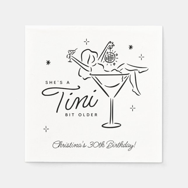 Guardanapo De Papel Tini Bit Older Whimsical Martini Birthday (Frente)