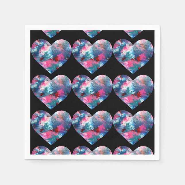 Guardanapo De Papel Tinta Cardíaca Múltipla Colorida na Madeira (Frente)