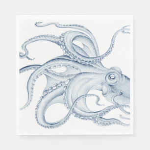 Guardanapo De Papel Tinta Kraken de Octopus Cephalopod Azul