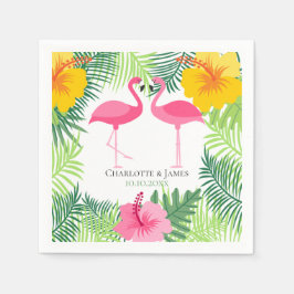 Guardanapo De Papel Tinta Rosa Personalizada Flamingo Tropical Aloha