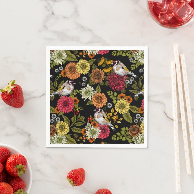 Guardanapo De Papel Tintas de ouro no jardim em preto (Insitu)