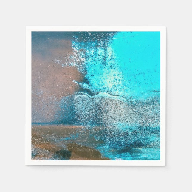 Guardanapo De Papel Tintas texturizadas turquesas e Abstrato de ferrug (Frente)