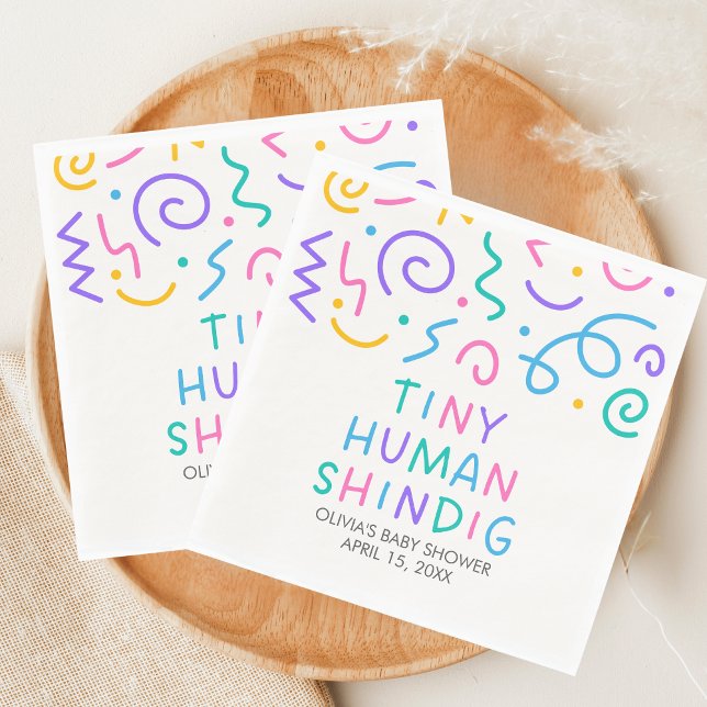 Guardanapo De Papel Tiny Human Shindig Baby Shower (Retro Tiny Human Shindig Baby Shower Napkin)