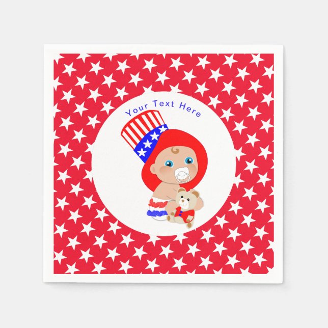 Guardanapo De Papel Tio Patriótico Sam American Baby Personalizado (Frente)