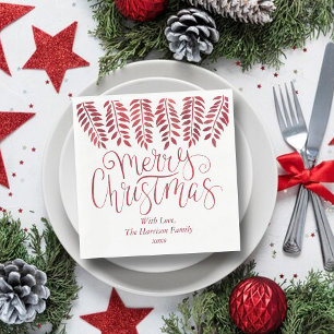 Guardanapo De Papel Tipografia com Efeito Foil Vermelho Feliz Natal