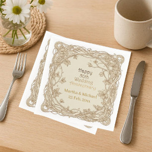 Guardanapo De Papel Tipografia de Aniversário de 50 Anos de Casamento 