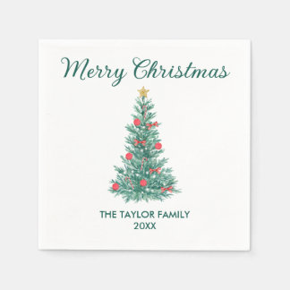 Guardanapo De Papel Tipografia de Árvore de Natal Elegante Watercolor