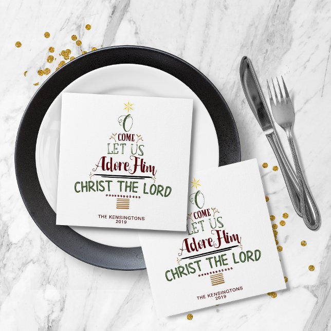 Guardanapo De Papel Tipografia de Carol no Natal Russo (Rustic Christian Christmas Carol Typography Napkins)