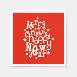 Guardanapo De Papel Tipografia divertida Feliz ano novo de Natal feliz