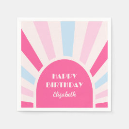 Guardanapo De Papel Tipografia do Arco de Raio-Sol Retroativo Rosa