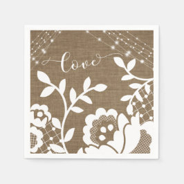 Guardanapo De Papel Tipografia do Burlap Lights & White Lace Love
