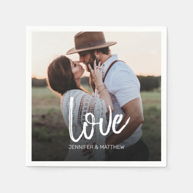 Guardanapo De Papel Tipografia do noivado Photo Love (Frente)