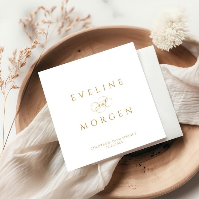 Guardanapo De Papel Tipografia Dourada Romântica Personalizável de Cas (Criador carregado)