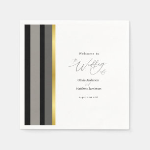Guardanapo De Papel Tipografia Elegante Casamento Dourado de Stripe Br