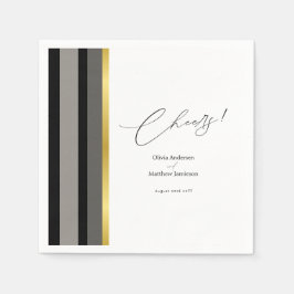 Guardanapo De Papel Tipografia Elegante Casamento Dourado de Stripe Br